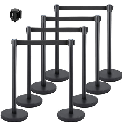 TAZEET Retractable Queue Barrier Stanchion – 2M Black Nylon Belt, 4-Way Steel Crowd Control Post with Heavy Duty Base – 1PC, 2PCS, 4PCS, 6PCS & 8PCS Pack – For Banks, Malls, Airports & Events UAE