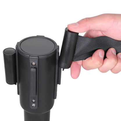 TAZEET Retractable Queue Barrier Stanchion – 2M Black Nylon Belt, 4-Way Steel Crowd Control Post with Heavy Duty Base – 1PC, 2PCS, 4PCS, 6PCS & 8PCS Pack – For Banks, Malls, Airports & Events UAE