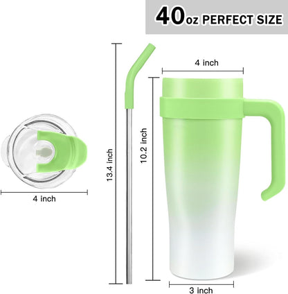 1200ml Stainless Steel Coffee Cup with Straw & Handle | Leakproof Travel Mug for Hot & Cold Drinks | Double-Wall Vacuum Insulated Coffee Cup | BPA-Free, Dishwasher-Safe