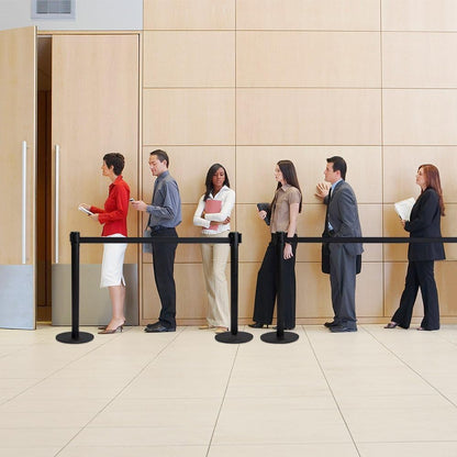 Retractable Queue Barrier Stanchion – 2M Black Belt Crowd Control Post - image 4