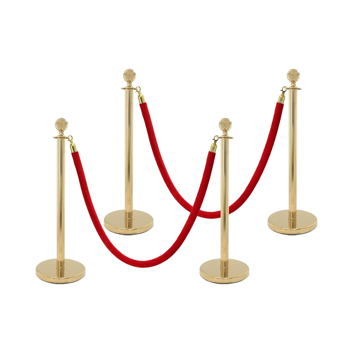 TAZEET Gold & Silver Queue Barrier Posts with 1.5M Red Velvet Rope – Stainless Steel Stanchion Rope Divider (2PCS Set) – Luxury Crowd Control for Hotels, Events & VIP Areas UAE