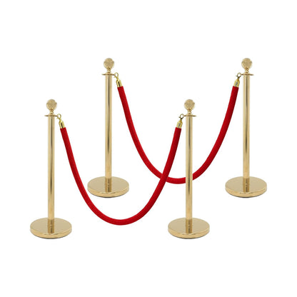 TAZEET Gold & Silver Queue Barrier Posts with 1.5M Red Velvet Rope – Stainless Steel Stanchion Rope Divider (2PCS Set) – Luxury Crowd Control for Hotels, Events & VIP Areas UAE