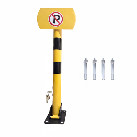 TAZEET Heavy-Duty Manual Parking Space Lock 75cm – Alloy Steel Reserved Parking Barrier with Auto-Lock, 4 Keys & Bolts | Weather Resistant Car Parking Blocker for Home, Office & Commercial Use (Yellow + Black)