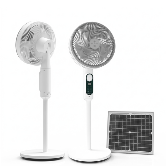 Rechargeable Solar Electric Fan with Solar Panel – 5-Blade Stand Fan - product image 1