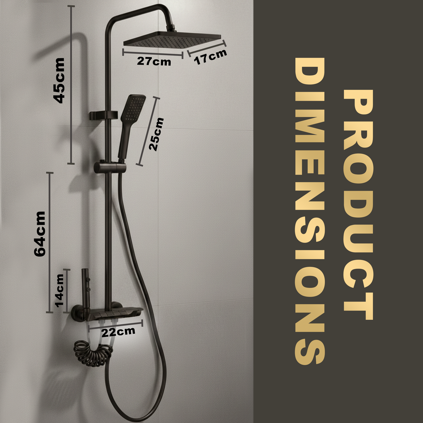 TAZEET Piano Key Thermostatic Shower Set - Rain Head, Hand Shower, Shattaf & Tub Spout - image 10
