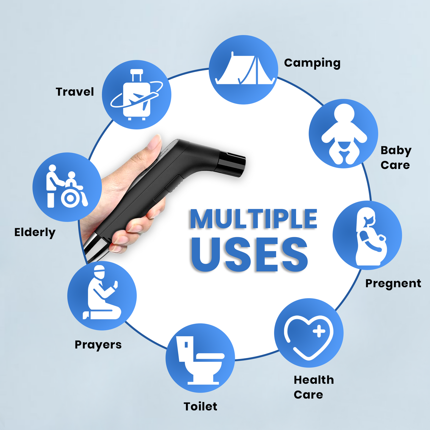 TAZEET Electric Portable Bidet Sprayer 2.3L Rechargeable Handheld Travel Toilet Washer – Personal Hygiene for Women, Baby & Elderly | Portable WC Cleaning (Black)