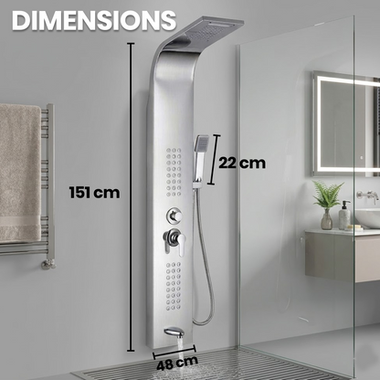 Stainless Steel Shower Panel Tower – Rainfall, Waterfall, Jets, Tub Spout & Hand Shower - image 6