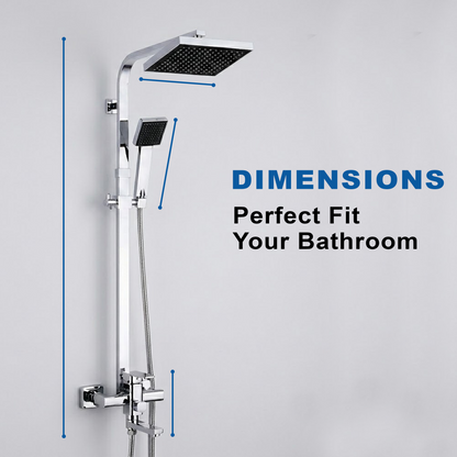 Chrome Bath Shower Mixer Faucet – Wall Mount 8-Inch Shower Head with Hand Shower - image 9