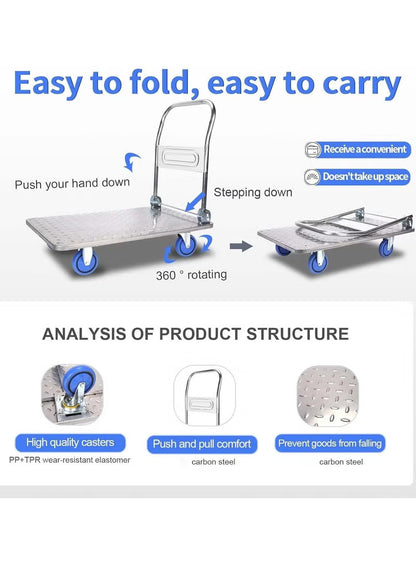 Heavy Duty Metal Platform Hand Trolley – 400KG & 1000KG Foldable Push Cart - alternate view 2
