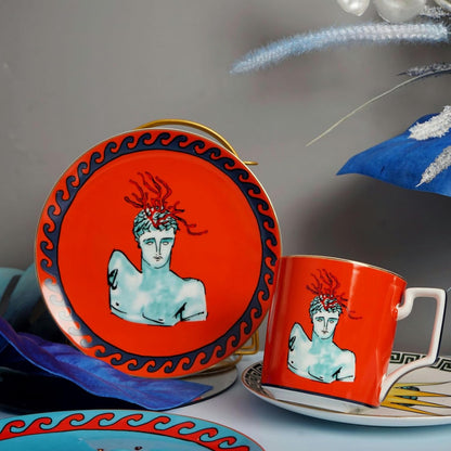 Ginori Mug Sea Blue – Il Viaggio di Nettuno Porcelain Mug with Gift Box, Inspired by Greco-Roman Mythology