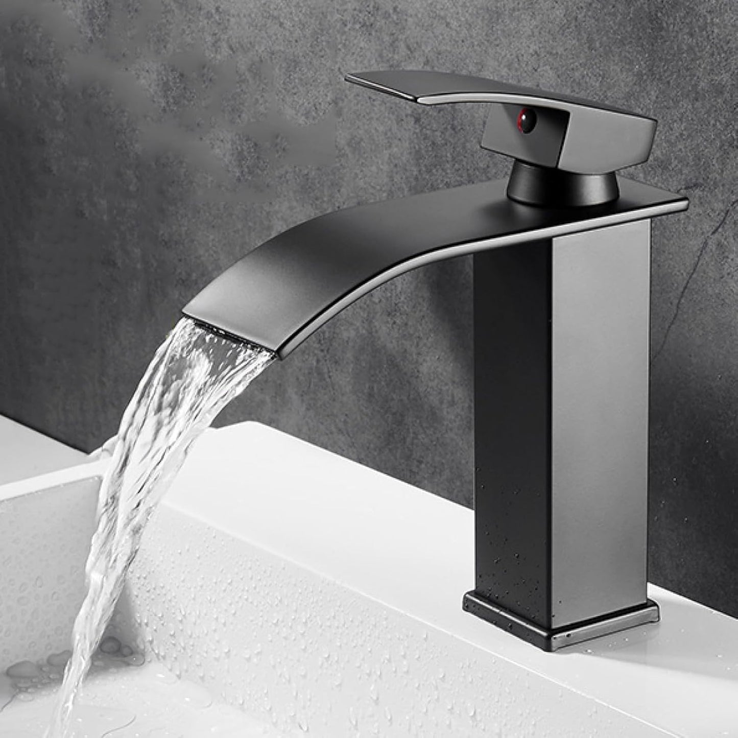 Waterfall Bathroom Faucet – Stainless Steel Vanity Sink Faucet, Single Handle Basin Mixer Tap for Hot & Cold Water, Modern Short Design - image 6