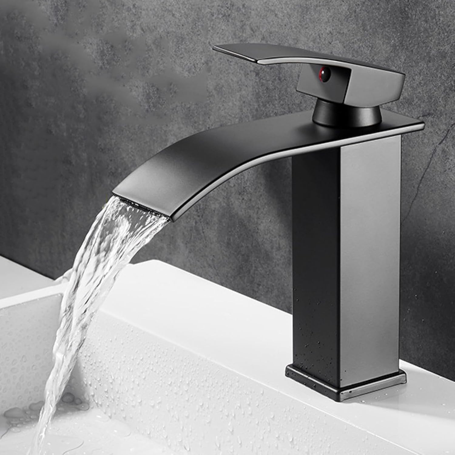 Waterfall Bathroom Faucet – Stainless Steel Vanity Sink Faucet, Single Handle Basin Mixer Tap for Hot & Cold Water, Modern Short Design - image 6