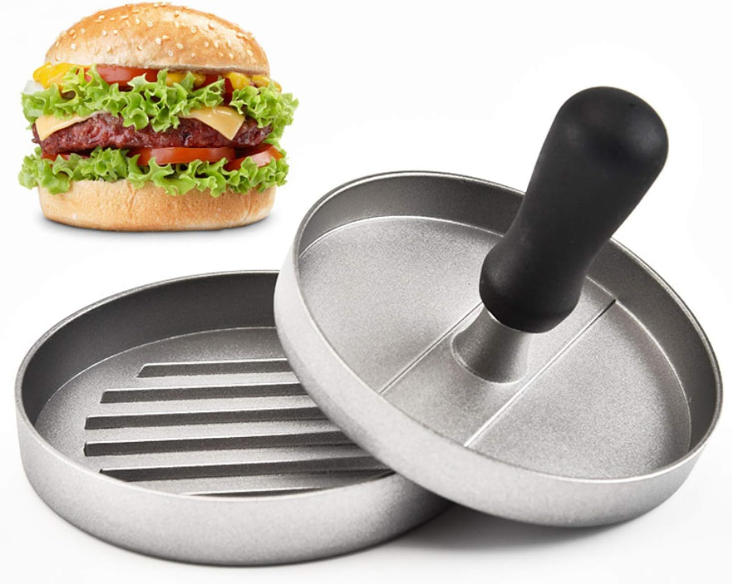 Best Burger Press — Aluminum Hamburger Patty Maker for Stuffed Burgers—Quality BBQ Grilling Accessories (Single)