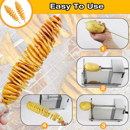 Tornado Potato Spiral Cutter, AITRAI Manual Stainless Steel Twisted Potato Curly Fry Cutter for Potatoes Carrots Cucumbers