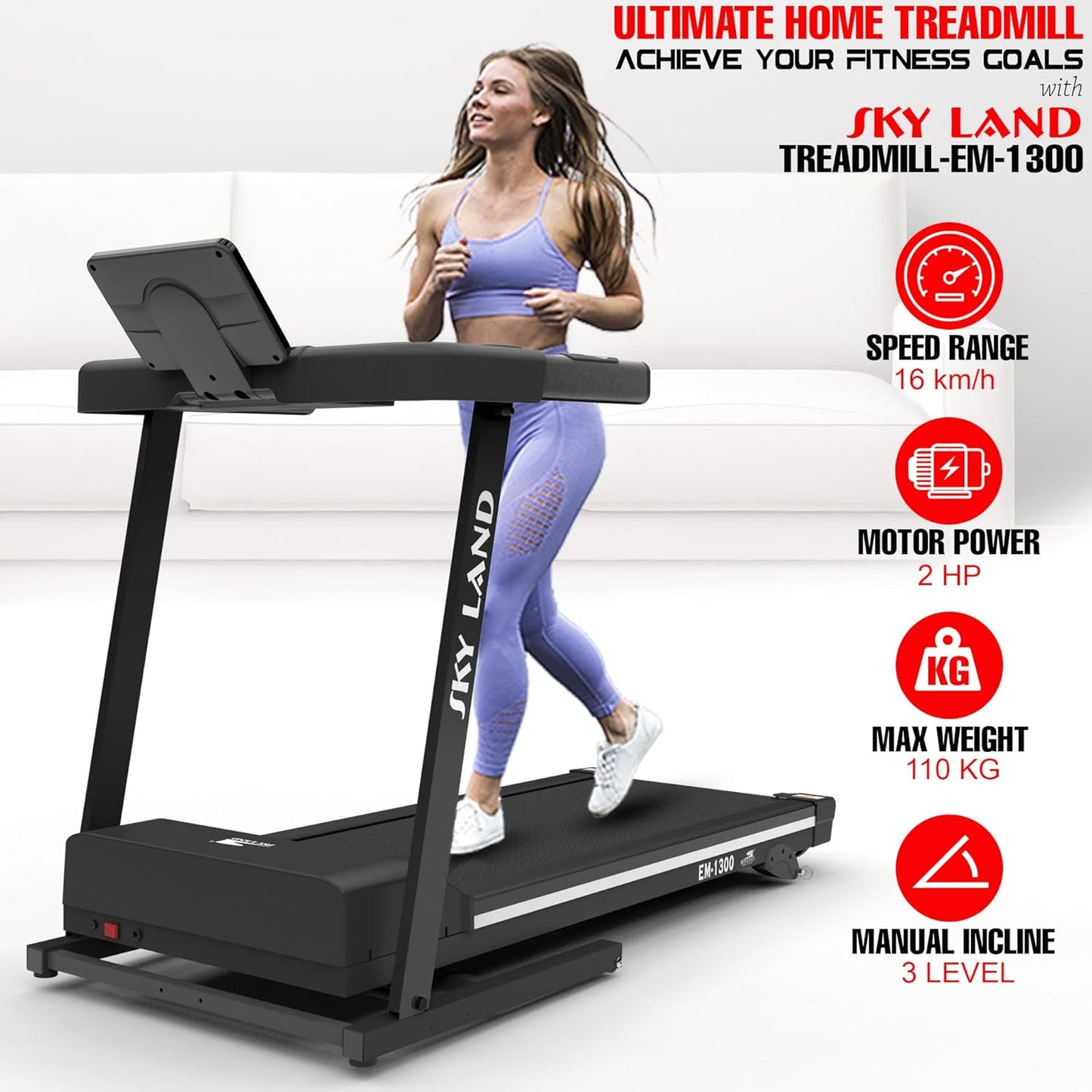 Quiet & Foldable Home Treadmill with Bluetooth for Running & Walking | App Compatible Fitness Machine