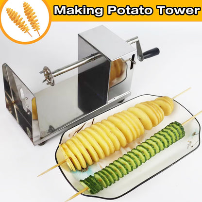 Tornado Potato Spiral Cutter, AITRAI Manual Stainless Steel Twisted Potato Curly Fry Cutter for Potatoes Carrots Cucumbers