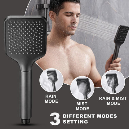 TAZEET Piano Key Thermostatic Shower Set – Rain Shower Head, Hand Shower, Shattaf & Tub Spout, 4-Function Wall Mount System with 38°C Anti-Scald (Grey)
