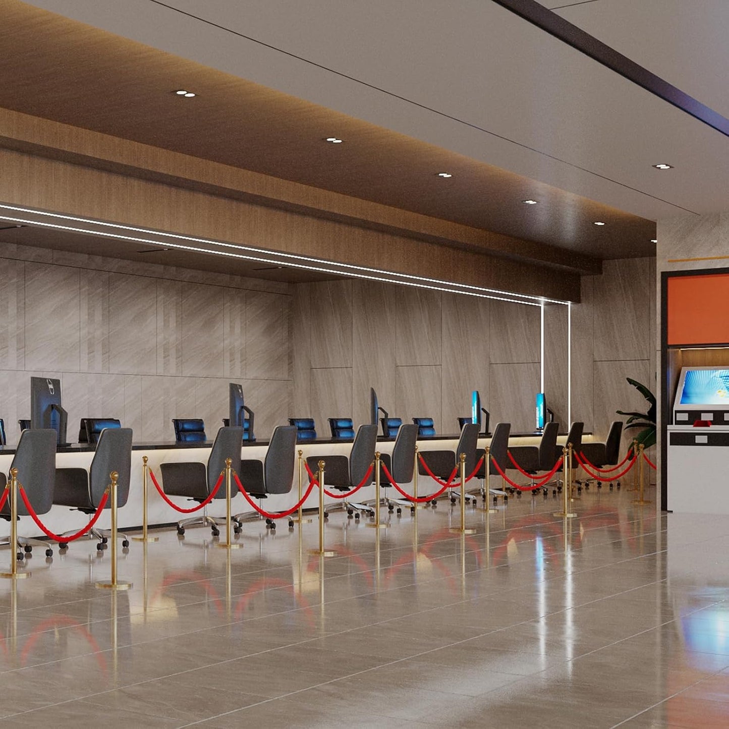 TAZEET Gold & Silver Queue Barrier Posts with 1.5M Red Velvet Rope – Stainless Steel Stanchion Rope Divider (2PCS Set) – Luxury Crowd Control for Hotels, Events & VIP Areas UAE