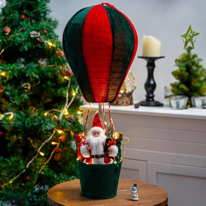 Christmas LED Musical Santa Claus Hot Air Balloon Decoration with Warm Lights & Music – Indoor/Outdoor Hanging Xmas Holiday Decor