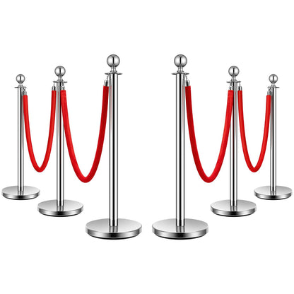 TAZEET Gold & Silver Queue Barrier Posts with 1.5M Red Velvet Rope – Stainless Steel Stanchion Rope Divider (2PCS Set) – Luxury Crowd Control for Hotels, Events & VIP Areas UAE