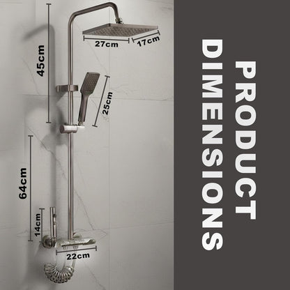 TAZEET Piano Key Thermostatic Shower Set – Rain Shower Head, Hand Shower, Shattaf & Tub Spout, 4-Function Wall Mount System with 38°C Anti-Scald (Grey)