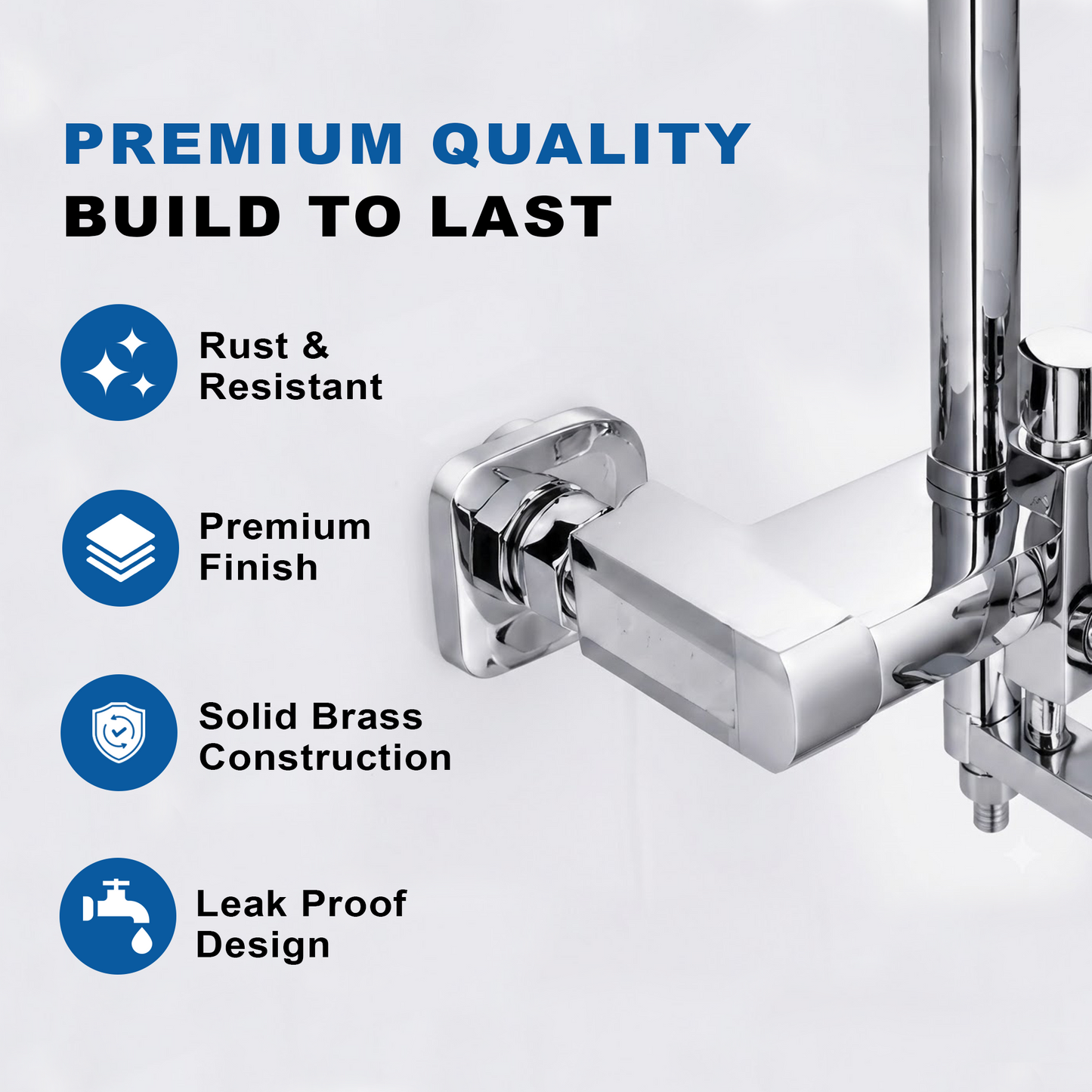 Chrome Bath Shower Mixer Faucet – Wall Mount 8-Inch Shower Head with Hand Shower - image 3