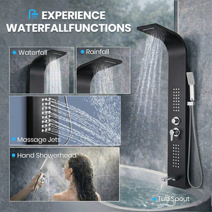 Stainless Steel Shower Panel Tower – Rainfall, Waterfall, Jets, Tub Spout & Hand Shower - image 19