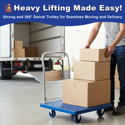TAZEET Foldable Platform Truck Dolly with Swivel Wheels - Heavy-Duty Moving Hand Truck for Home, Offices, Groceries and Warehouse Use