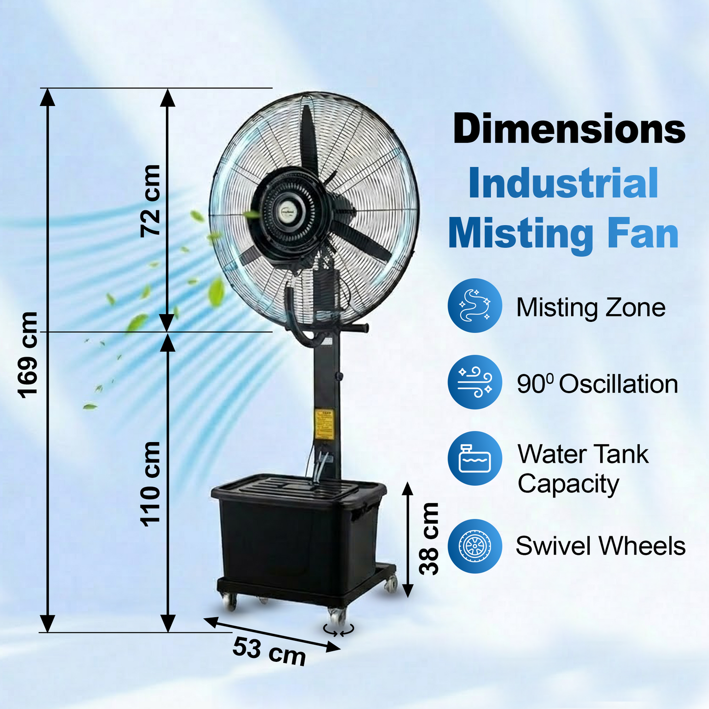 Industrial Misting Fan 26-30in - Outdoor Water Mist Cooling Fan for Patio & Warehouse - product image 7