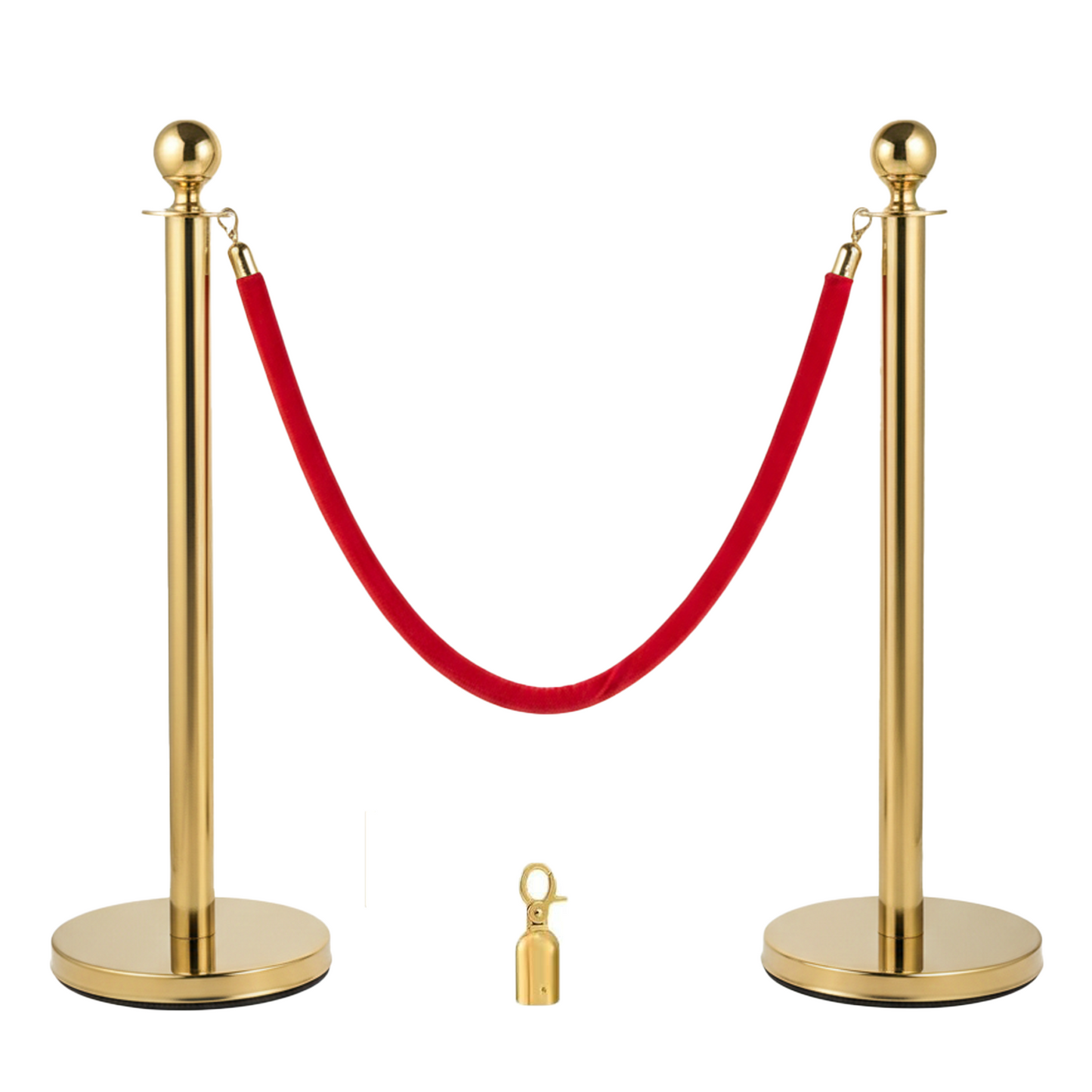 Gold & Silver Queue Barrier Posts with 1.5M Red Velvet Rope – Stainless Steel Stanchion Set - image 13