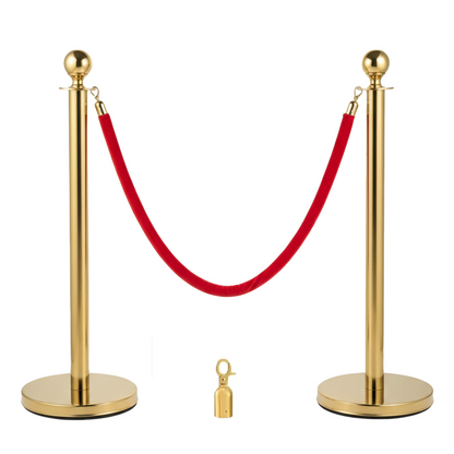 Gold & Silver Queue Barrier Posts with 1.5M Red Velvet Rope – Stainless Steel Stanchion Set - image 13