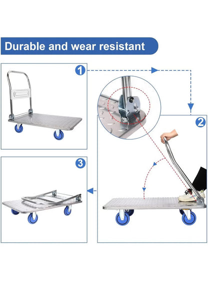 Heavy Duty Metal Platform Hand Trolley – 400KG & 1000KG Foldable Push Cart - alternate view 4