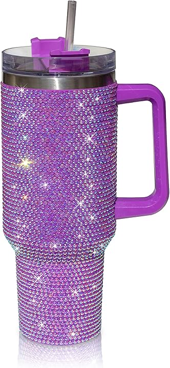 40 Oz Tumbler With Handle Studded Tumbler With Lid and Straw Insulated Stainless Steel Double Wall Water Cup Travel Mug Water Bottle Tumblr For Women - Tazeet.com
