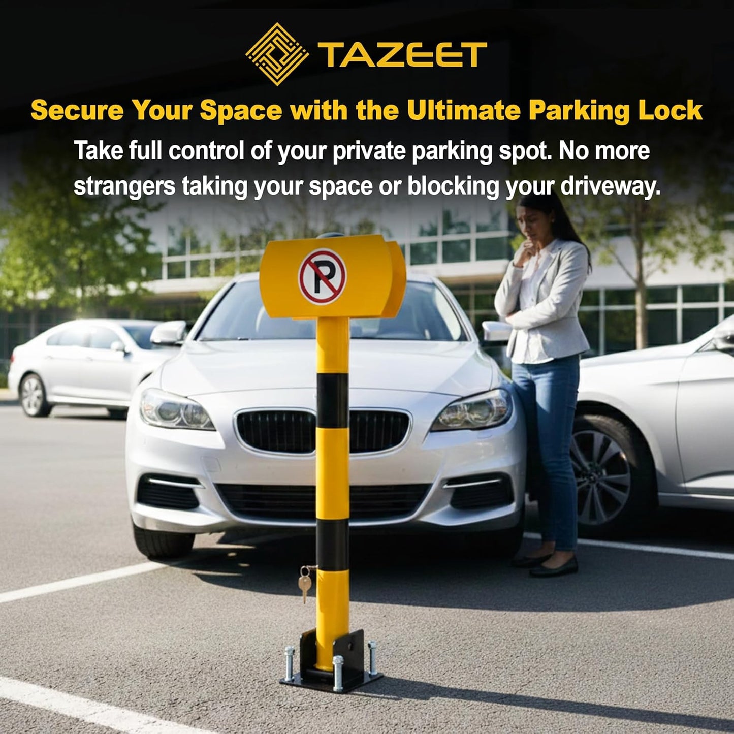 Manual Parking Space Lock 75cm – Yellow Ground-Mounted Car Barrier - image 12