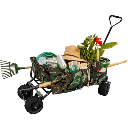 All-Terrain Folding Wagon with Steel Frame, Camo Print | 120 lbs Capacity | Creative Outdoor Distributor 900248-Camo