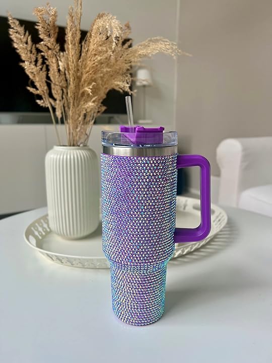 40 Oz Tumbler With Handle Studded Tumbler With Lid and Straw Insulated Stainless Steel Double Wall Water Cup Travel Mug Water Bottle Tumblr For Women - Tazeet.com