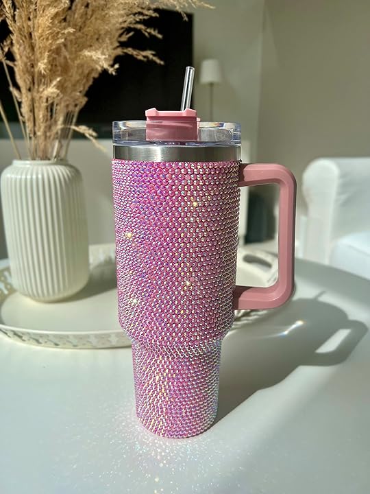 40 Oz Tumbler With Handle Studded Tumbler With Lid and Straw Insulated Stainless Steel Double Wall Water Cup Travel Mug Water Bottle Tumblr For Women - Tazeet.com