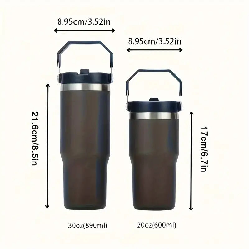 TYESO Insulated Stainless Steel Tumbler with Handle & 2-in-1 Straw Lid - Vacuum Sealed Travel Mug for Hot & Cold Beverages