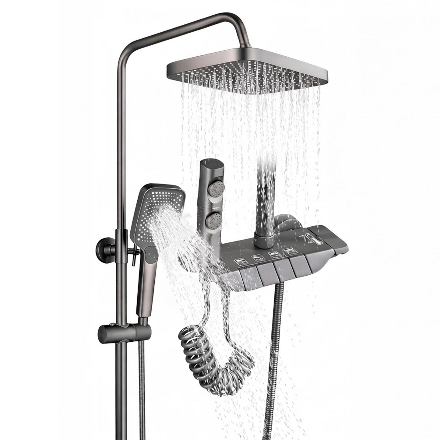 TAZEET Piano Key Thermostatic Shower Set - Rain Head, Hand Shower, Shattaf & Tub Spout - image 13
