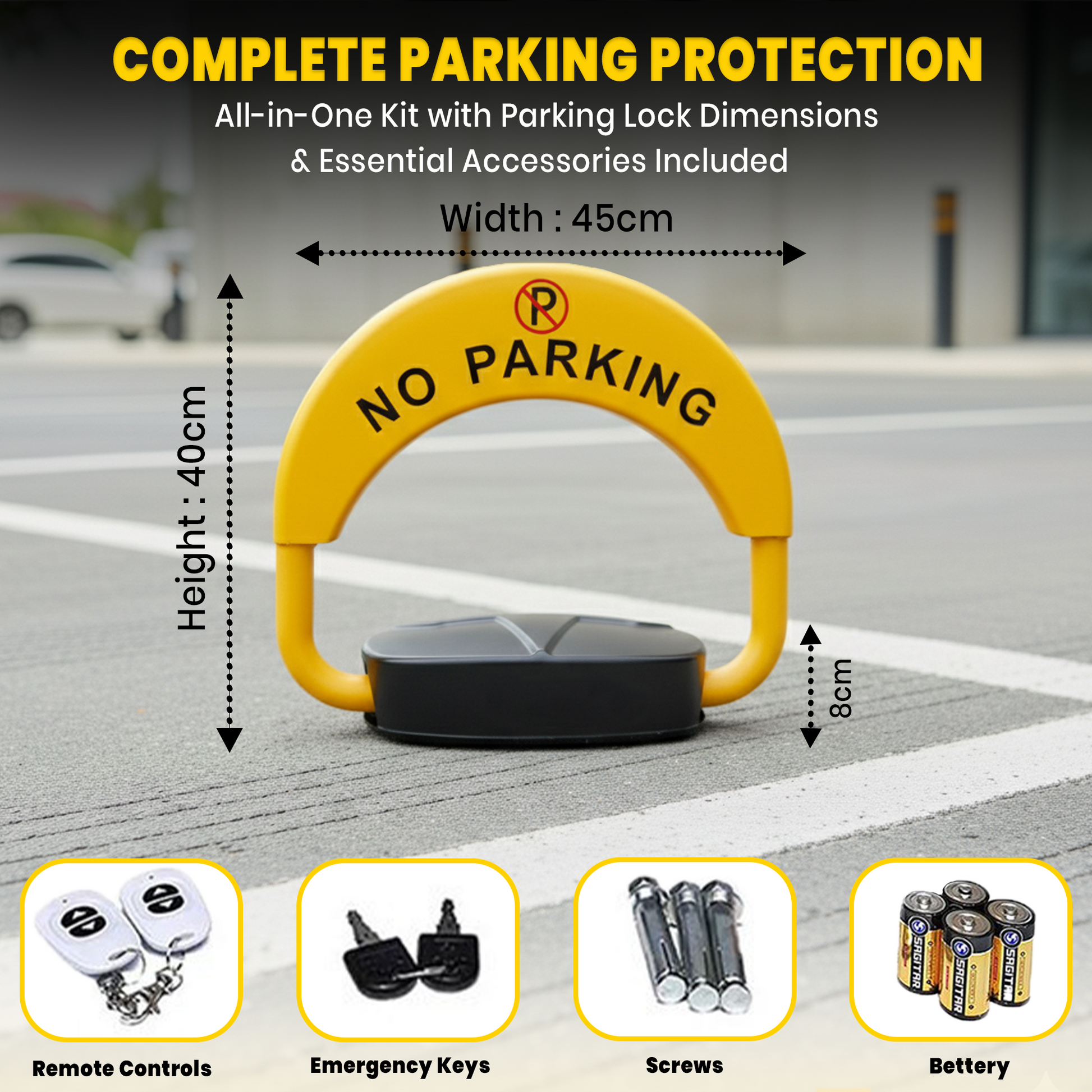 Remote Control Parking Lock with Alarm – Waterproof Parking Barrier - product image 6