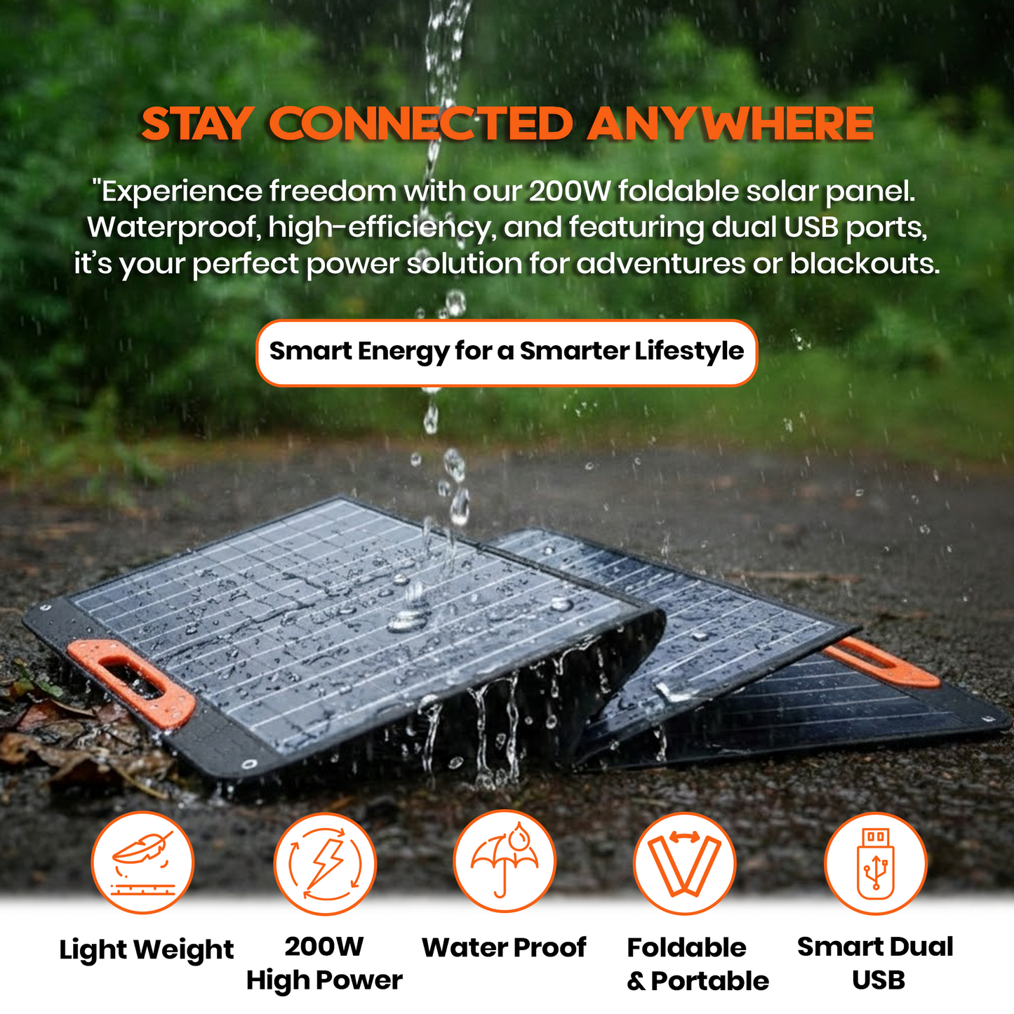 200W Portable Foldable Solar Panel – Solar Charger for Camping & Off-Grid Use - image 5