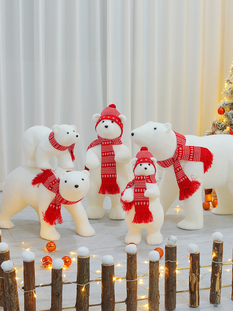 Polar Bear & Snowman Christmas Tree Scene – Window Set Christmas Decoration for Home & Office