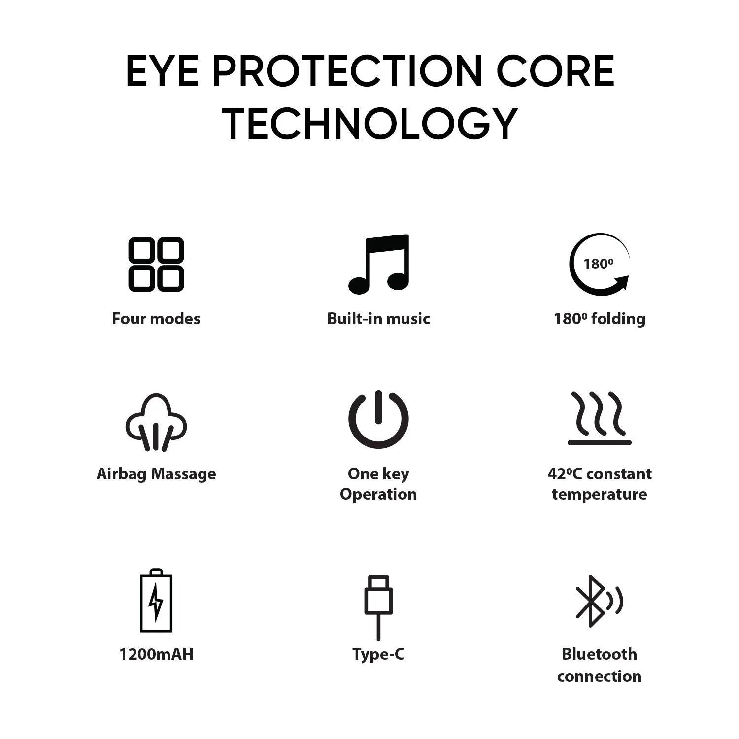 JC BUCKMAN Eye Soothe Massager | Eye Massager with Heat, Bluetooth Music, Air Bag Massage & 4 Modes | Relief for Migraines, Insomnia, Dark Circles & Dry Eyes | See-Through Design, 180° Folding - Tazeet.com