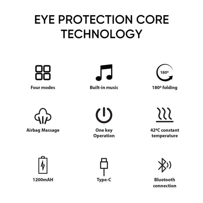 JC BUCKMAN Eye Soothe Massager | Eye Massager with Heat, Bluetooth Music, Air Bag Massage & 4 Modes | Relief for Migraines, Insomnia, Dark Circles & Dry Eyes | See-Through Design, 180° Folding - Tazeet.com