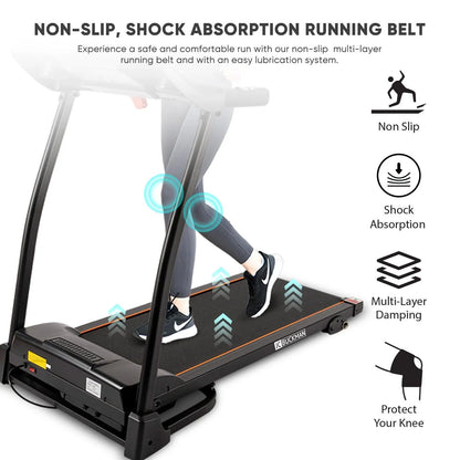 JC BUCKMAN V-Jog Treadmill – 2.0 HP Motor, Foldable, 3-Level Manual Incline, LCD Display, Shock Absorption, 12 Preset Programs