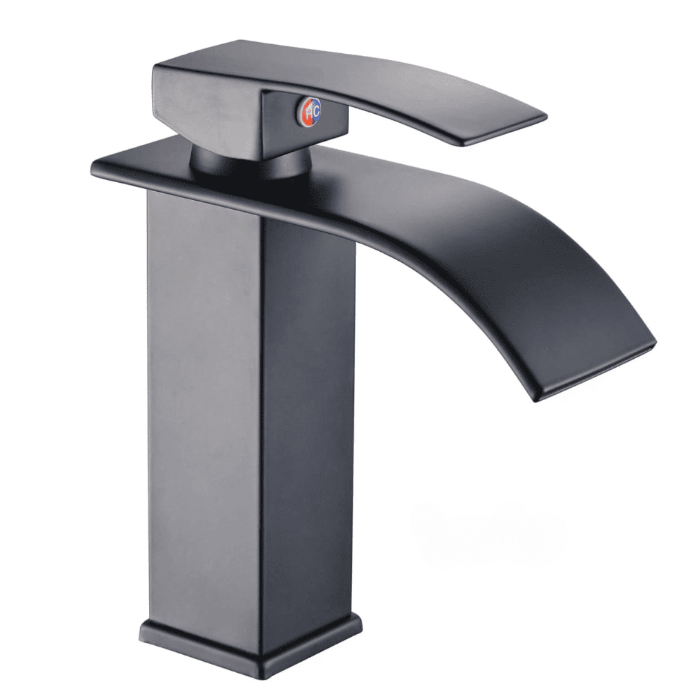 TAZEET Waterfall Bathroom Faucet – Stainless Steel Vanity Sink Faucet, Single Handle Basin Mixer Tap for Hot & Cold Water, Modern Short Design