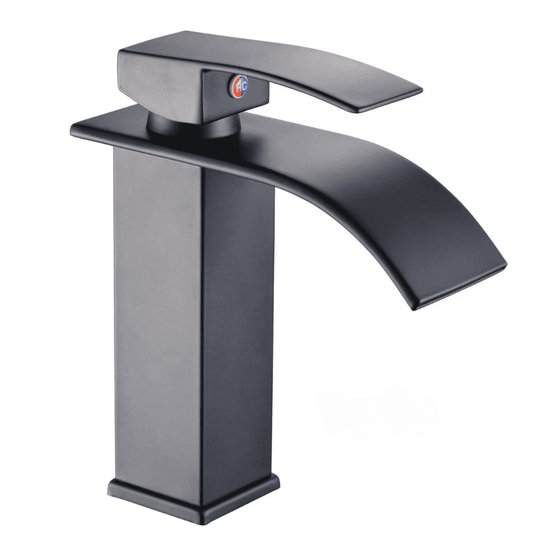 TAZEET Waterfall Bathroom Faucet – Stainless Steel Vanity Sink Faucet, Single Handle Basin Mixer Tap for Hot & Cold Water, Modern Short Design