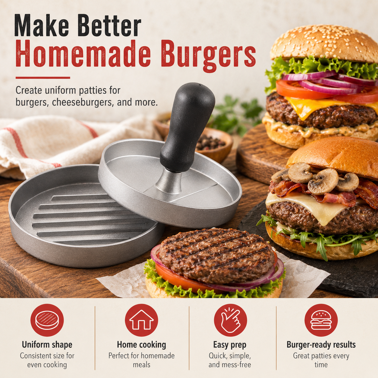 Aluminum Burger Press for Stuffed Burger Patties - product image 2