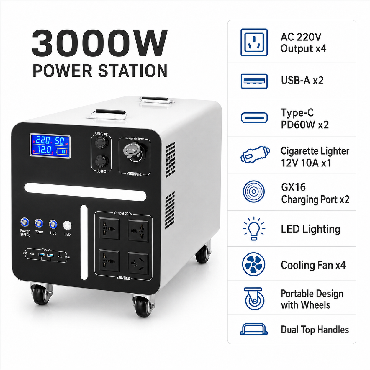 CN3000W Portable Power Station 3000Wh - product image 4