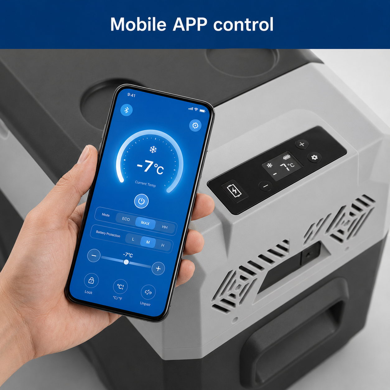 ثلاجة فريزر السيارة المحمولة من تازيت، CX30 سعة 30 لترًا / CX40 سعة 40 لترًا / CX50 سعة 50 لترًا، تعمل بتيار مستمر 12 فولت/24 فولت وتيار متردد 100 فولت-240 فولت